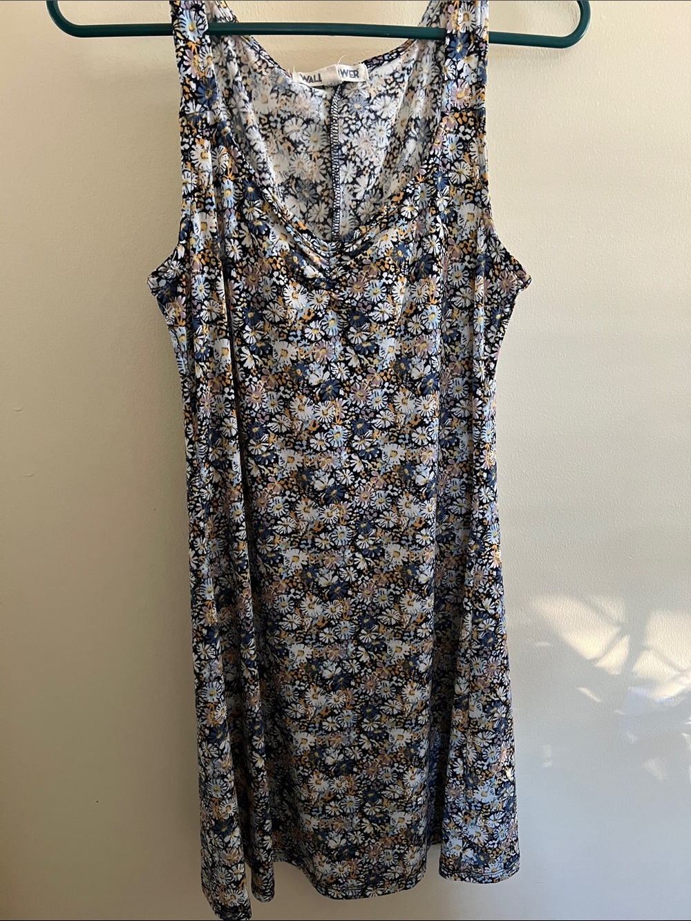 Wallflower Navy Floral Slip Dress with White & Gold Daisies